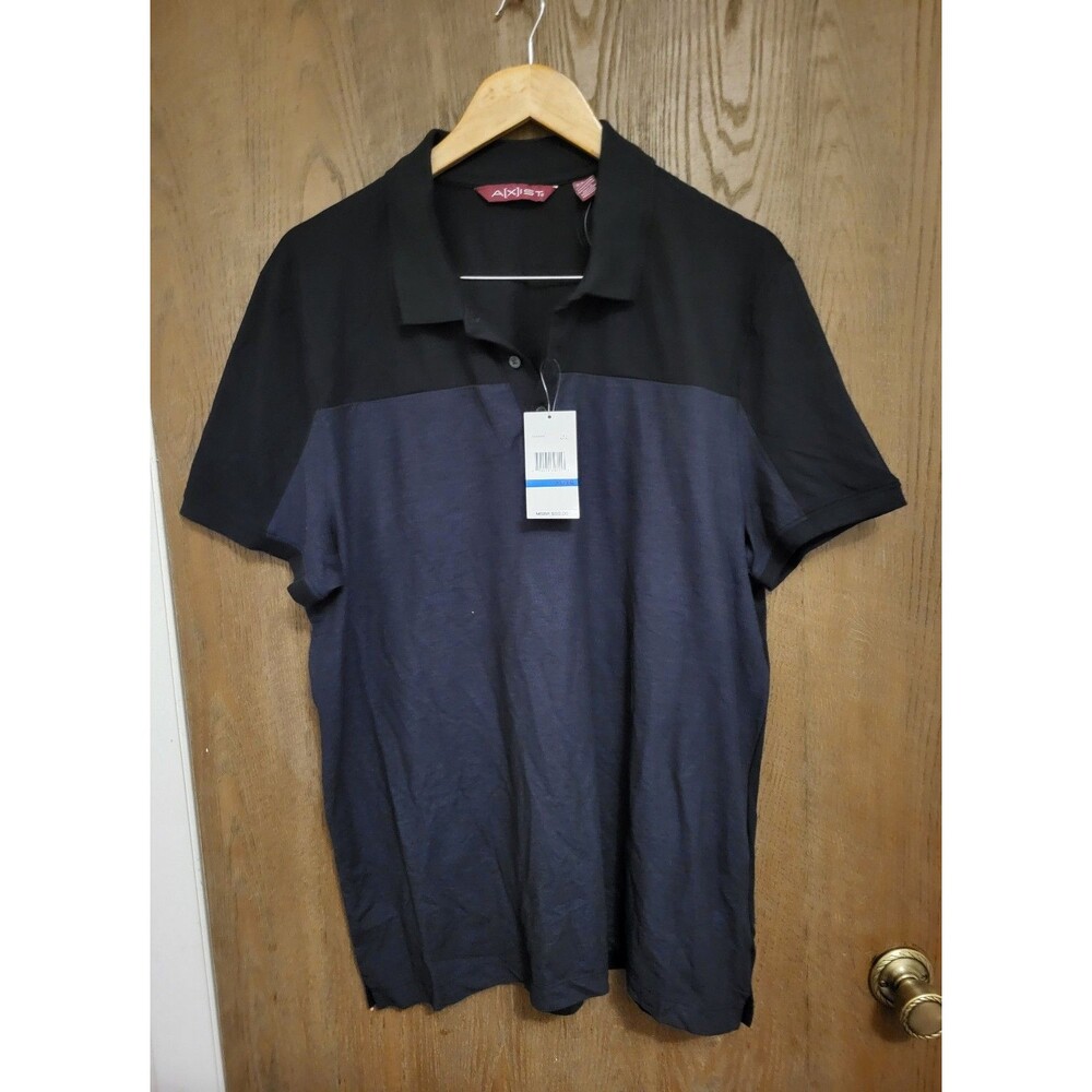 Axist Men's Black and Blue Stretch Polo Shirt Size XL